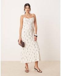 Abercrombie & Fitch - Lange Slipdress Met Camibandjes En Print - Lyst