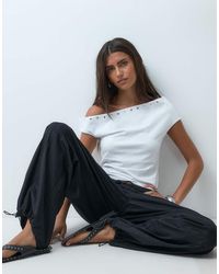 ASOS - Off Shoulder With Stud Details Top - Lyst