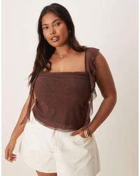 ASOS - Asos Design Curve Floaty Mesh Cami Top With Ruching - Lyst