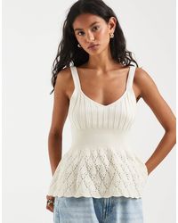 Object - Knitted Peplum Hem Cami Top With Pointelle Detail - Lyst