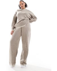 ONLY - Pantalon d'ensemble ample en maille avec ourlet surpiqué - beige - Lyst