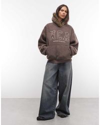 ASOS - Weekend Collective Oversized Borg Hoodie With Fur Trim Hood - Lyst