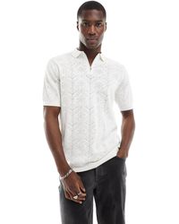 ASOS - Knitted Crochet Notch Neck Polo - Lyst