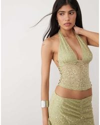 Motel - Calora Lace Halter Top - Lyst