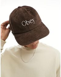 Obey - Ellis - casquette à 6 pans en velours côtelé - marron - Lyst