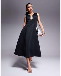 Goddiva - Diamante Embellished Neck A Line Midi Dress - Lyst