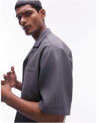 TOPMAN - Co-ord Short Sleeve Regular Fit Revere Plisse Shirt - Lyst