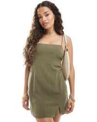 Miss Selfridge - Linen Blend Slit Hem Cami Dress - Lyst