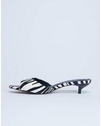 TOPSHOP - Alba Real Leather Peep Toe Kitten Heel Mules - Lyst
