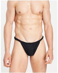 ASOS Swim Thong With Ruched Waistband - Black