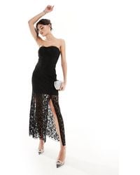 Miss Selfridge - Sheer Lace Bandeau Maxi Dress - Lyst