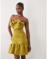 ASOS - Structured Mini Dress With Scrunched Bardot - Lyst