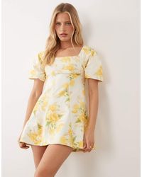 ASOS - Square Neck Cotton Sateen Mini Dress With Back Strap - Lyst