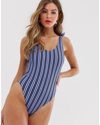 Jack Wills Heatherburn - Gestreept Badpak Met Strikdetail - Zwart