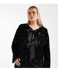 ONLY - Sequin Velvet Tie Front Top - Lyst