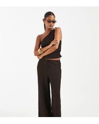 Only Petite - High Waist Crinkle Textured Trousers Co-ord - Lyst