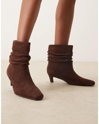Glamorous - Kitten Heel Ruched Mid Ankle Boots - Lyst