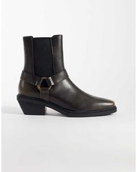 ASOS - Distressed Chelsea Boots With Metal Hardware And Cuban Heels - Lyst