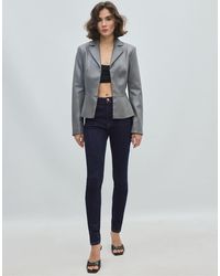 Stradivarius - Fitted Leather Effect Peplum Blazer - Lyst