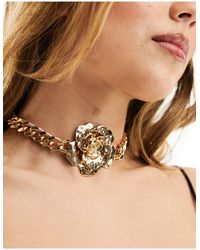 ASOS - Choker Necklace With Corsage And Chain Detail - Lyst