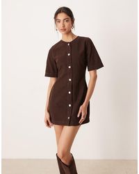 ASOS - Cord Button Through Mini Dress - Lyst