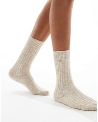 Birkenstock - Chaussettes unisexes en coton flammé - beige - Lyst