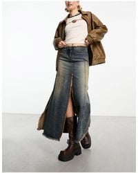 Reclaimed (vintage) - Spliced Denim Maxi Skirt - Lyst