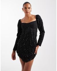 ASOS - Embellished Panelled Mini Dress With Beaded Fringe - Lyst