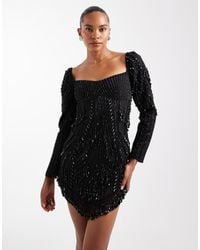 ASOS - Versierde Mini-Jurk Met Panelen En Franjes Met Kralen - Lyst