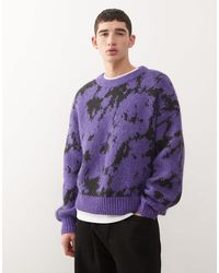Weekday - Pull oversize en laine mélangée à motif graphique en jacquard - et violet - Lyst