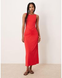ASOS - Sleeveless Slash Neck Ruched Front Maxi Dress - Lyst