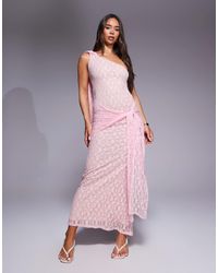 ASOS - – maxikleid aus spitze mit one-shoulder-träger und geknotetem rockdetail - Lyst