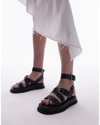 TOPSHOP - Jax Leather Chunky Flat Sandal With Buckle - Lyst