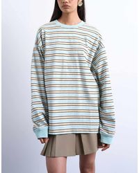 TOPSHOP - Camiseta A Rayas De Corte Skater Suelto De Manga Larga De -Neutro - Lyst