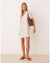 Jdy - Short Sleeve Flower Print Mini Dress - Lyst