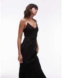 TOPSHOP - Vestito Sottoveste Midi Premium Con Dettagli Con Cuciture Grezze - Lyst