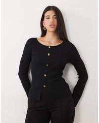 Pretty Lavish - Fine Knit Button Detail Cardigan - Lyst