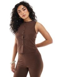 Miss Selfridge - Ribbed Button Up Sleeveless Top - Lyst