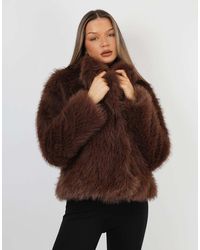 SIMMI - Arabella Oversized Collar Faux Fur Coat - Lyst