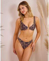 Wolf & Whistle - X Maia Andrews Ring Front Animal Print Bikini Top - Lyst