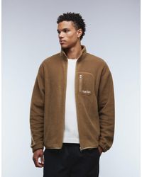 ASOS - Sweat décontracté en polaire à col cheminée zippé avec poche poitrine - marron - Lyst