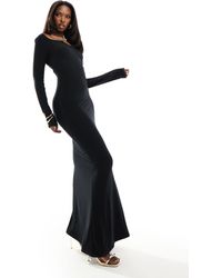 Fashionkilla - Super Soft Notch Front Long Sleeve Maxi Dress - Lyst