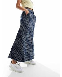 Aape By A Bathing Ape - Falda Vaquera Larga Con Lavado Medio Y Logo De Monograma De - Lyst