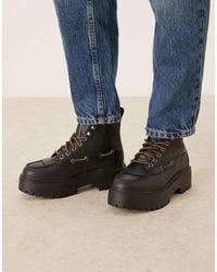 Timberland - Botas Negras Con Plataforma Y 7 Pares De Ojales De Cuero Stone Street De - Lyst