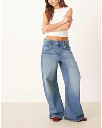 Wrangler - Vaqueros De Talle Bajo Y Corte Holgado Con Lavado Azul Medio De - Lyst