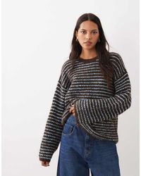4th & Reckless - Exclusive Wool Feel Textured Wide Sleeve Crew Neck Jumper - Lyst