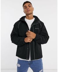 Nicce London Linear Jacket With Reflective Piping And Back Logo - Black