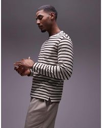 Mango - Camiseta A Rayas Rojo Oscuro De Manga Larga De - Lyst