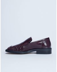 TOPSHOP - Premium Clover Real Leather Loafers With Ruched Detail - Lyst