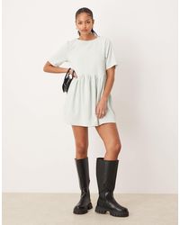 ASOS - Asos Design Tall Cord Smock Tee Mini Dress With Waist Seam Detail - Lyst